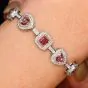 GIA Fancy Pink Diamond 9.49cts Cushion Heart 18K Gold Tennis Bracelet