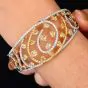 Estate 11.57cts Diamond Spiral Openwork Bangle 14K Gold Bracelet 