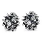 Vintage Diamond Blue Sapphire Platinum Flower Cluster Clip-on Earrings