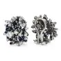 Vintage Diamond Blue Sapphire Platinum Flower Cluster Clip-on Earrings 