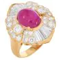 Estate Cabochon Ruby 6.52cts Diamond 18K Gold Cocktail Ring-Dover Jewelry