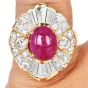 Estate Cabochon Ruby 6.52cts Diamond 18K Gold Cocktail Ring-Dover Jewelry