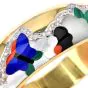 Estate Diamond 14K Gold Inlay Garden Wide Dome Cuff Bangle Bracelet|DoverJewery|