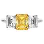 Tiffany & Co 3.68 carats Fancy Intense Yellow Diamond 18K Platinum Three Stone Engagement Ring|Dover Jewelry|