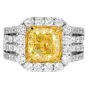 GIA 6.70 carats Fancy Yellow Cushion Diamond 18K Gold Halo Engagement Ring