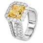 GIA 6.70 carats Fancy Yellow Cushion Diamond 18K Gold Halo Engagement Ring