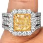 GIA 6.70 carats Fancy Yellow Cushion Diamond 18K Gold Halo Engagement Ring