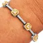 Estate 3.86Cts Fancy Yellow Diamond 18K Hexagon Link Tennis Bracelet
