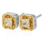 Estate 0.75cts Fancy Yellow Diamond 18K Cushion Earring Studs|Dover Jewelry|