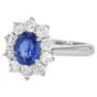 GIA Sri Lanka Sapphire 3.18cts Diamond 18K Gold Halo Engagement Ring |Dover Jewelry|