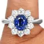 GIA Sri Lanka Sapphire 3.18cts Diamond 18K Gold Halo Engagement Ring |Dover Jewelry|
