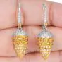Estate Hubert Diamond 14K Gold Fancy Spiked Cone Dangle Drop Earrings|Dover Jewelry|