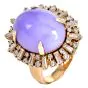 Estate GIA 19.14ct Type A Lavender Jade Diamond 14K Gold Cocktail Dome Ring
