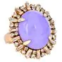 Estate GIA 19.14ct Type A Lavender Jade Diamond 14K Gold Cocktail Dome Ring