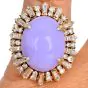 Estate GIA 19.14ct Type A Lavender Jade Diamond 14K Gold Cocktail Dome Ring