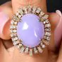 Estate GIA 19.14ct Type A Lavender Jade Diamond 14K Yellow Gold Cocktail Dome Ring