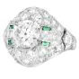 Vintage Old European Diamond 2.66 Carat Emerald Platinum Filigree Ring-Dover Jewelry