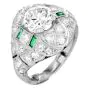 Vintage Old European Diamond 2.66 Carat Emerald Platinum Filigree Ring-Dover Jewelry