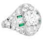 Vintage Old European Diamond 2.66 Carat Emerald Platinum Filigree Ring-Dover Jewelry