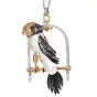 Vintage Baroque Pearl Diamond Sapphire 18K Gold Silver Resting Bird Brooch|Dover Jewelry|