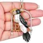 Vintage Baroque Pearl Diamond Sapphire 18K Gold Silver Resting Bird Brooch|Dover Jewelry|