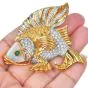 Vintage Diamond Opal 18K Gold Intricate Fish Pendant Brooch|Dover Jewelry|