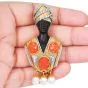Vintage Blackamoor Coral Diamonds Pearl 18K Gold Brooch|Dover Jewelry|