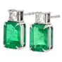 GIA Emerald Princess Cut Diamond Platinum Elegant Stud Earrings