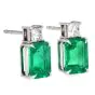 GIA Emerald Princess Cut Diamond Platinum Elegant Stud Earrings