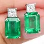 GIA Emerald Princess Cut Diamond Platinum Elegant Stud Earrings