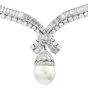 25.30cts Diamond South Sea Pearl Platinum Dangle Choker Necklace 
