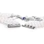 Vintage Diamond Sapphire Platinum Bow Pendant Multi Strand Pearl Necklace