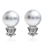  0.45 cts Diamond 12.5 mm Gray South Sea Pearl 18k White Stud Earrings