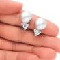  0.45 cts Diamond 12.5 mm Gray South Sea Pearl 18k White Stud Earrings