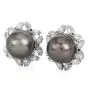 Estate South Sea Pearl 6.00cts Floral Diamond Gold Earrings-Dover Jewelry