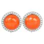 Vintage Redish Orange Coral diamond 18K Gold Clip Earrings |Dover Jewelry|