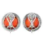 Vintage Red Coral diamond 18K Gold Clip Earrings |Dover Jewelry|