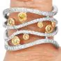Contemporary 18K Two-Tone Diamond Wide Wave Statement Ring|Dover Jewelry|