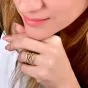 Contemporary 18K Two-Tone Diamond Wide Wave Statement Ring|Dover Jewelry|