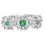 Vintage Diamond Colombian Emerald Platinum Flower Link Bracelet