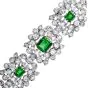 Vintage Diamond Colombian Emerald Platinum Flower Link Bracelet