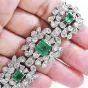 Vintage Diamond Colombian Emerald Platinum Flower Link Bracelet