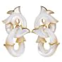 Angela Cummings Mother-of-Pearl Floral 18K Gold Link Drop Earrings