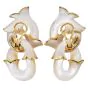 Angela Cummings Mother-of-Pearl Floral 18K Gold Link Drop Earrings