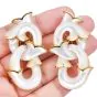 Angela Cummings Mother-of-Pearl Floral 18K Gold Link Drop Earrings