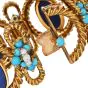 Vintage La Triomphe Lapis, Persian Turquoise & Diamond 18k Yellow Gold Wide Bracelet 