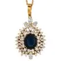 Sapphire Diamond 18K Gold Halo Pendant|Dover Jewelry|