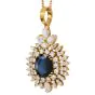 Sapphire Diamond 18K Gold Halo Pendant|Dover Jewelry|
