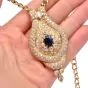Estate 7.80cts Diamond Sapphire 18k Pendant Necklace