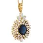 Sapphire Diamond 18K Gold Halo Pendant|Dover Jewelry|